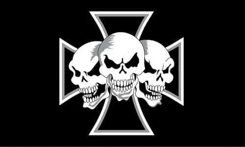 5x3 Iron Cross 3 Skulls Flag