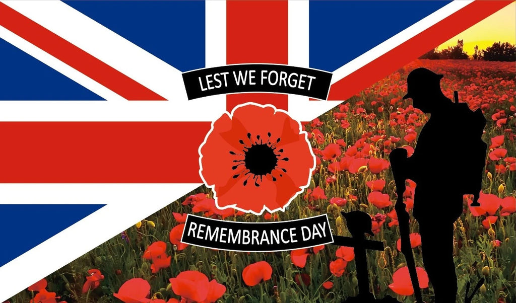 5x3 Lest We Forget Soldier With Poppies Flag