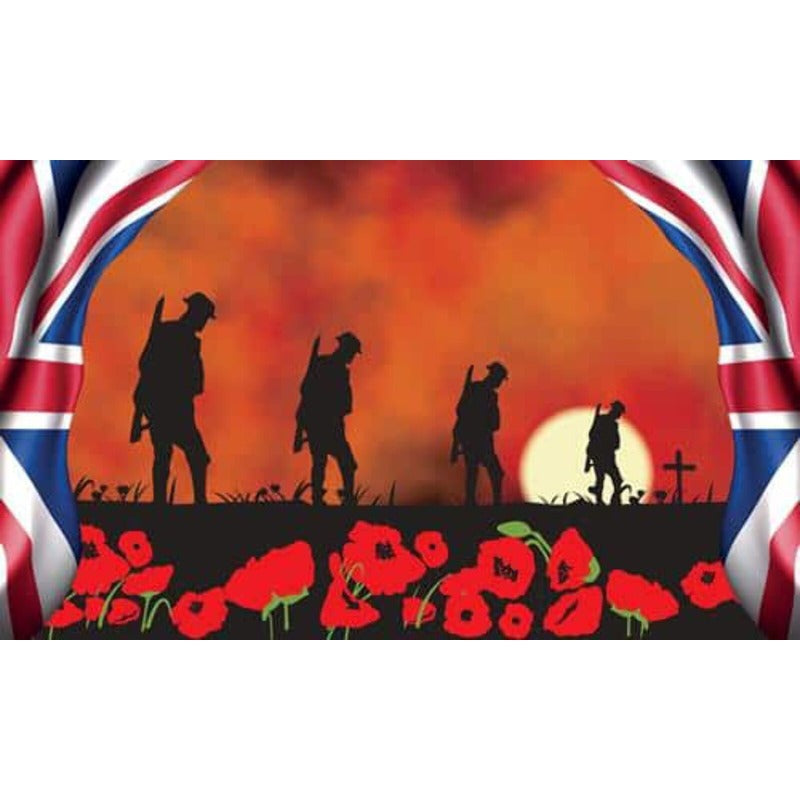 5x3 Lest We Forget 4 Soldiers Flag