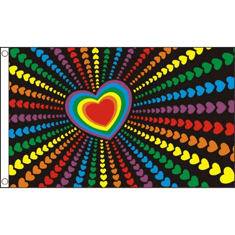 5x3 Rainbow Heart Flag