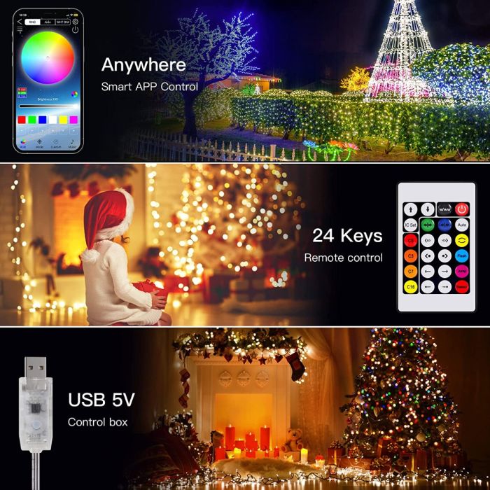 USB 10m Dream Chasing Led Flagpole Rope Lights (operated by USB Button, Remote Control or App)