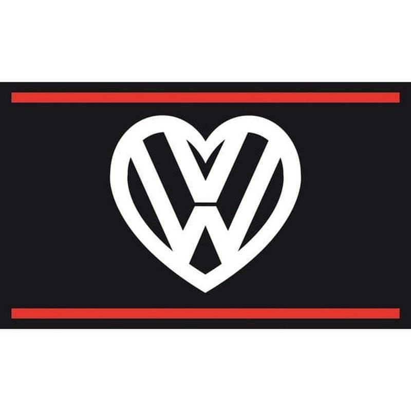 5x3 Love VW Black With Red Stripe Flag
